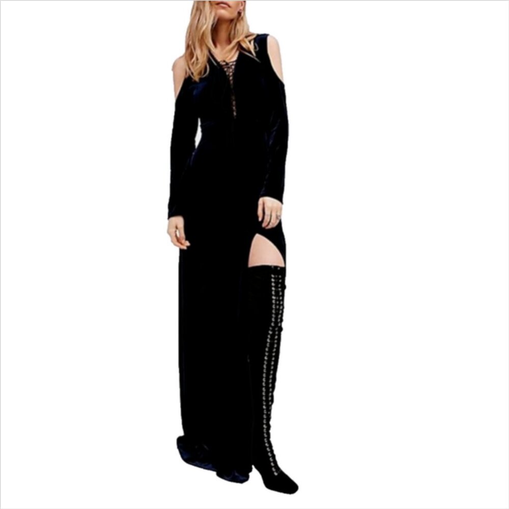 NWOT Foxiedox Margaux Velvet Lace Up Maxi Dress
